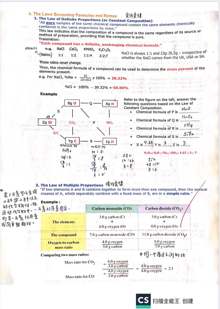 马来西亚獨中統考笔记之 高二化學 Fundamental Chemistry and Stoichiometry 