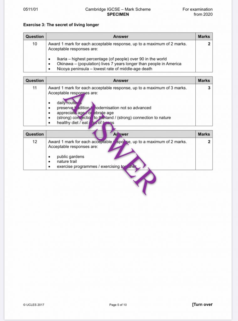 IGCSE SECOND LANGUAGE SPECIMEN 2020 – TestNote.com